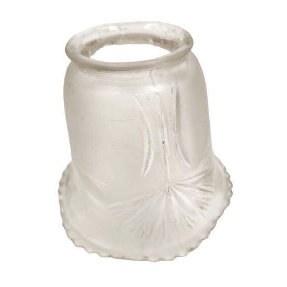 Vintage Frosted Emboss Glass Scallop Edge Light SHADE, Bulb Cover 3.75 inch high - Picture 4 of 8